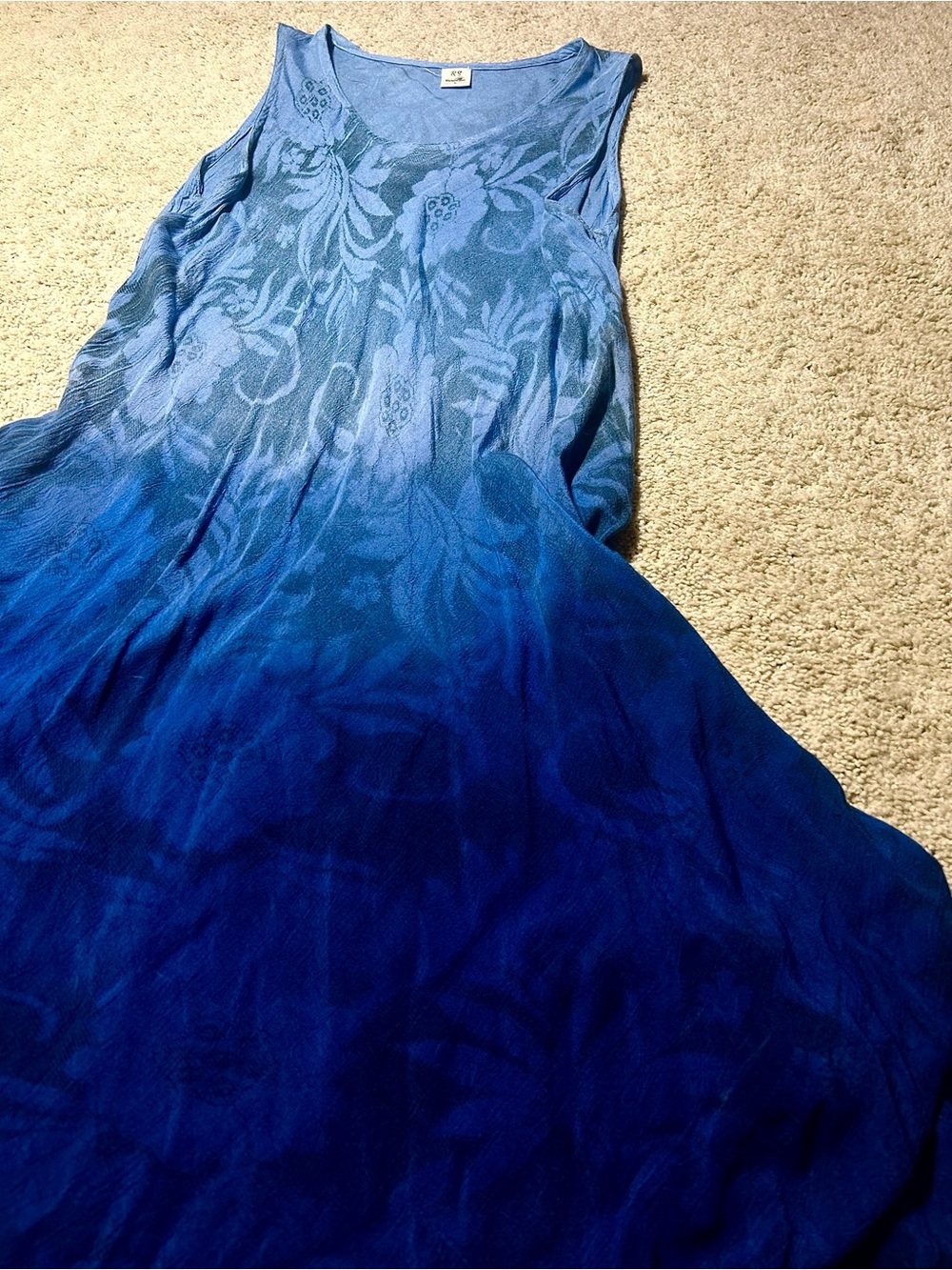 Riviera Sun Blue Ombre Floral Sleeveless Maxi Dress Size L